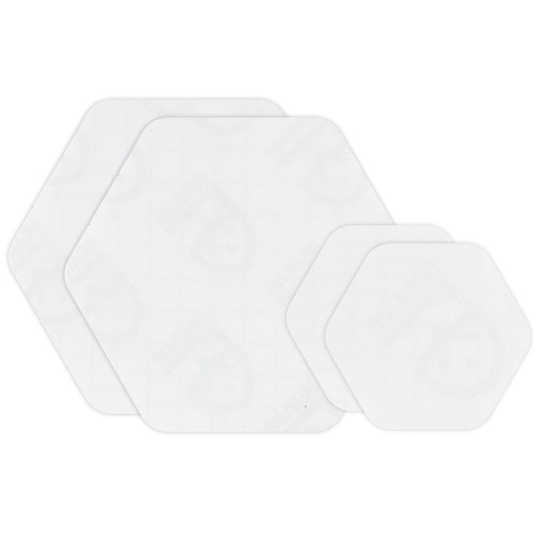 Set of 8 Gear Aid Tenacious Tape Repair Hex Patches can be placed along seams and zippers without hand trimming. Ultra-aggressive adhesive won’t peel off when applied to technical fabrics. Set contains 2 XS, 2 S, 2 L, and 2 XL patches - Clear